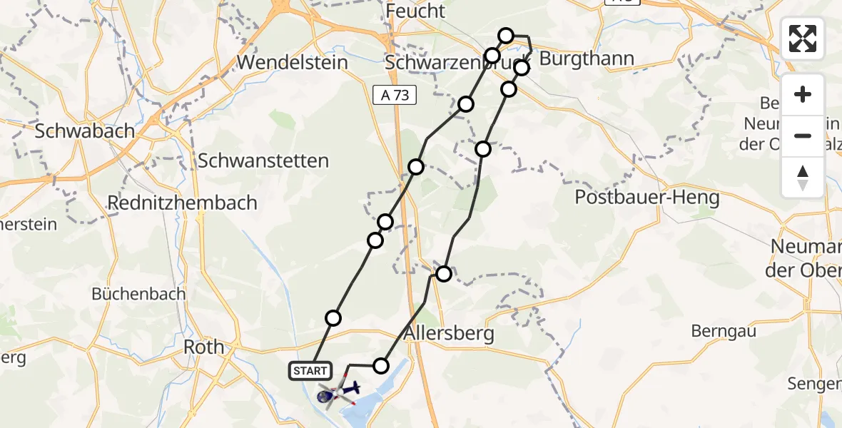Flugroute Polizeihubschrauber Roth - Roth, 05 Juni 2026, 00:32