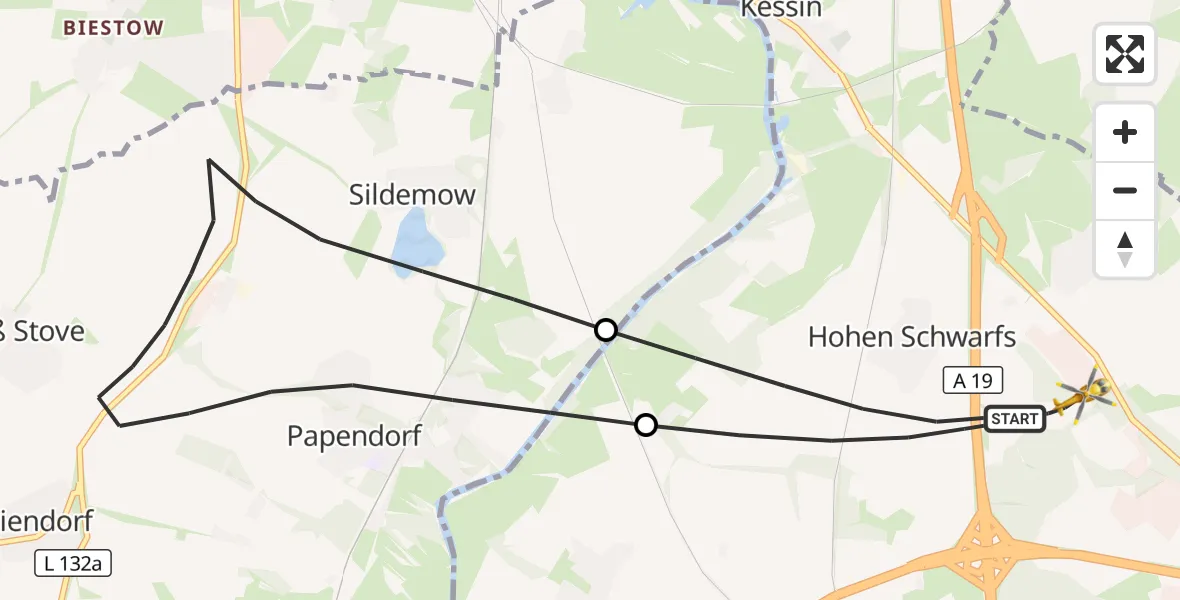 Flugroute Ambulanzhubschrauber Dummerstorf - Dummerstorf, 05 Juni 2026, 07:14