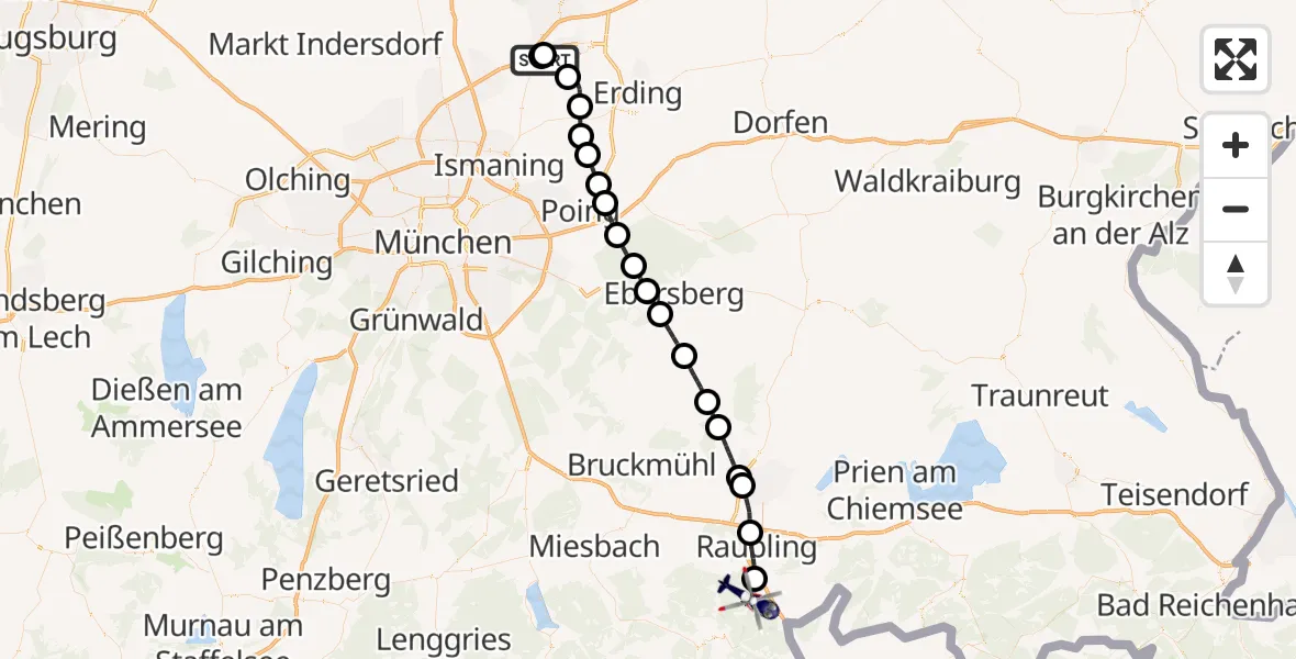 Flugroute Polizeihubschrauber München Flughafen - Brannenburg, 05 Juni 2026, 07:41