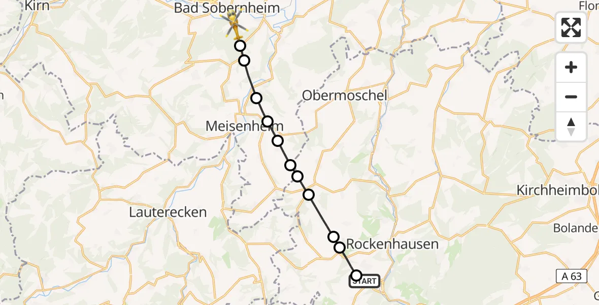 Flugroute Rettungshubschrauber Imsweiler UL - Bad Sobernheim, 05 Juni 2026, 08:05