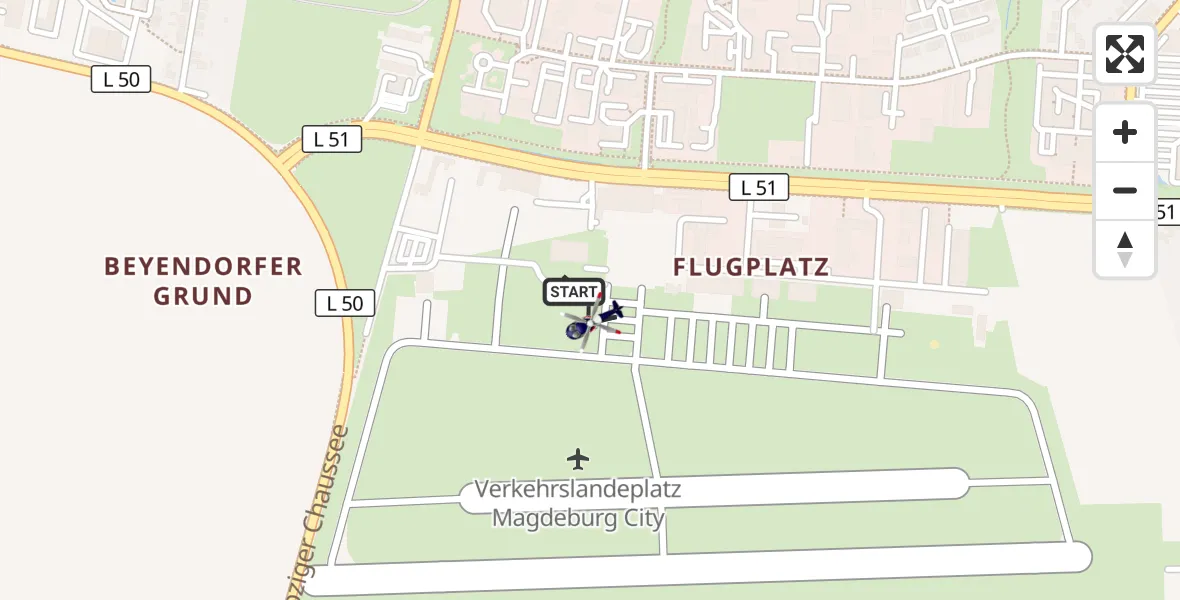 Flugroute Polizeihubschrauber Magdeburg City Flugplatz - Magdeburg City Flugplatz, 05 Juni 2026, 08:14