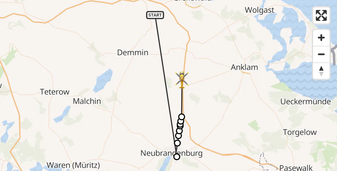 Flugroute Rettungshubschrauber Süderholz - Bartow, 05 Juni 2026, 08:27