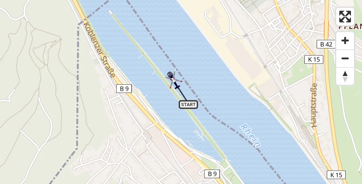 Flugroute Polizeihubschrauber Brohl-Lützing - Brohl-Lützing, 05 Juni 2026, 08:37