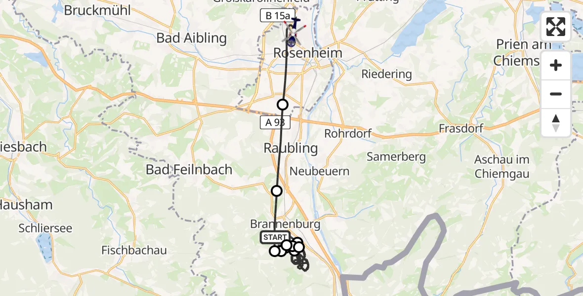 Flugroute Polizeihubschrauber Brannenburg - Rosenheim, 05 Juni 2026, 08:58