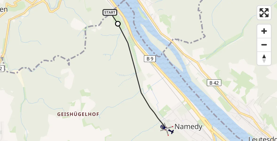Flugroute Polizeihubschrauber Brohl-Lützing - Andernach, 05 Juni 2026, 09:06