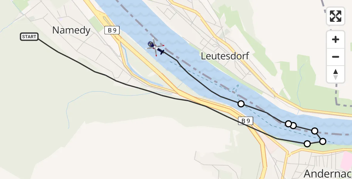 Flugroute Polizeihubschrauber Andernach - Andernach, 05 Juni 2026, 09:10