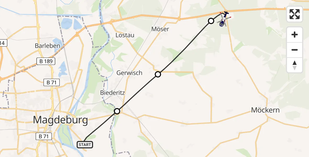 Flugroute Polizeihubschrauber Magdeburg - Burg, 05 Juni 2026, 09:34