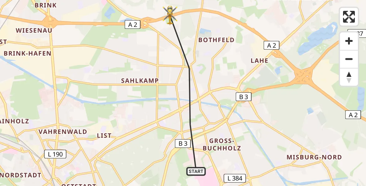 Flugroute Rettungshubschrauber Hannover - Hannover, 05 Juni 2026, 09:48