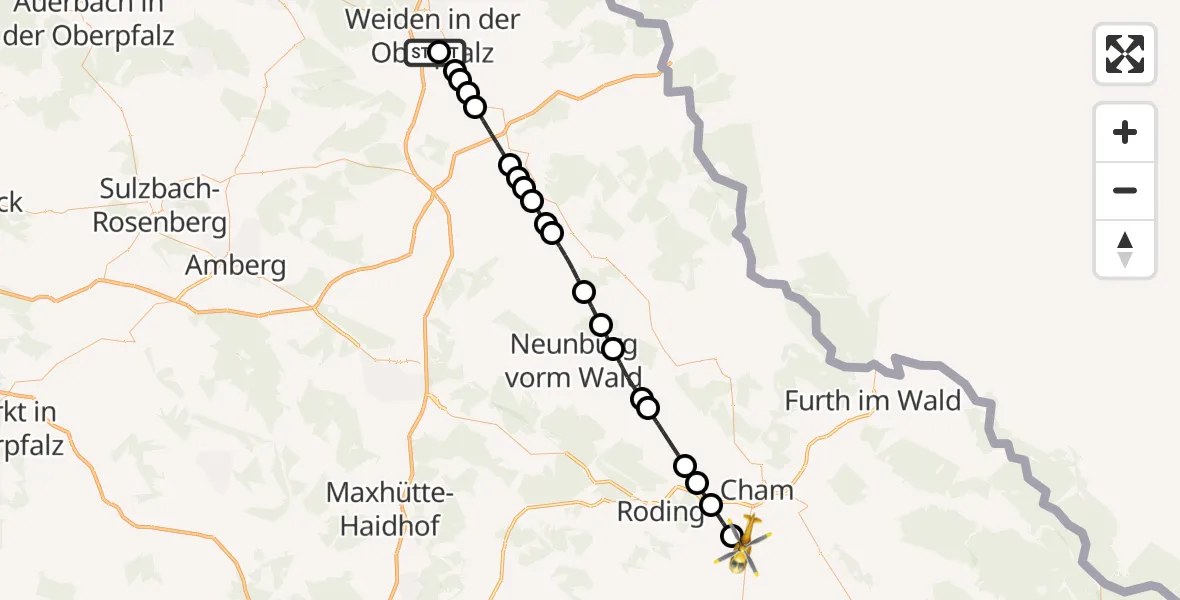 Flugroute Rettungshubschrauber Weiden i.d.OPf. - Traitsching, 05 Juni 2026, 09:52