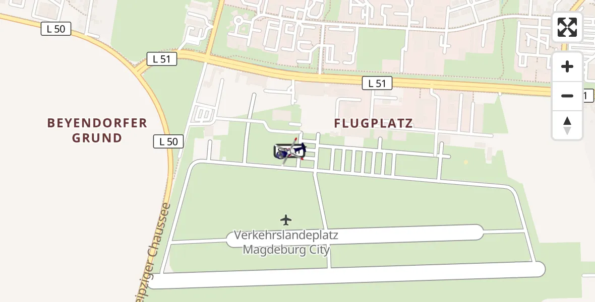 Flugroute Polizeihubschrauber Magdeburg City Flugplatz - Magdeburg City Flugplatz, 05 Juni 2026, 10:12