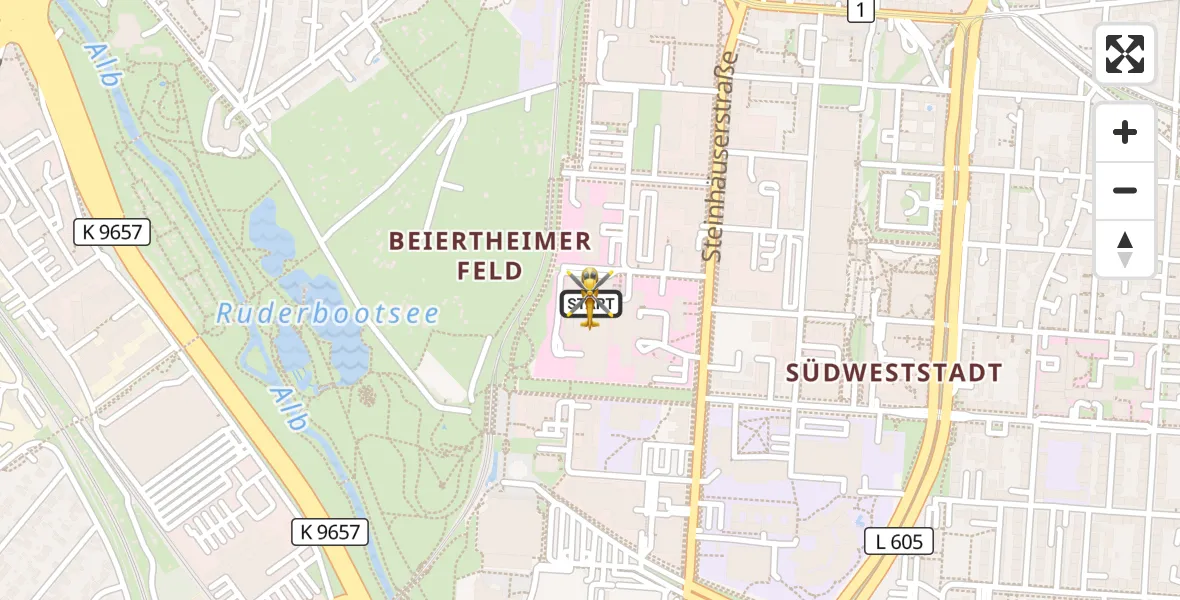 Flugroute Ambulanzhubschrauber Sankt Vincentius Hospital - Sankt Vincentius Hospital, 05 Juni 2026, 10:36
