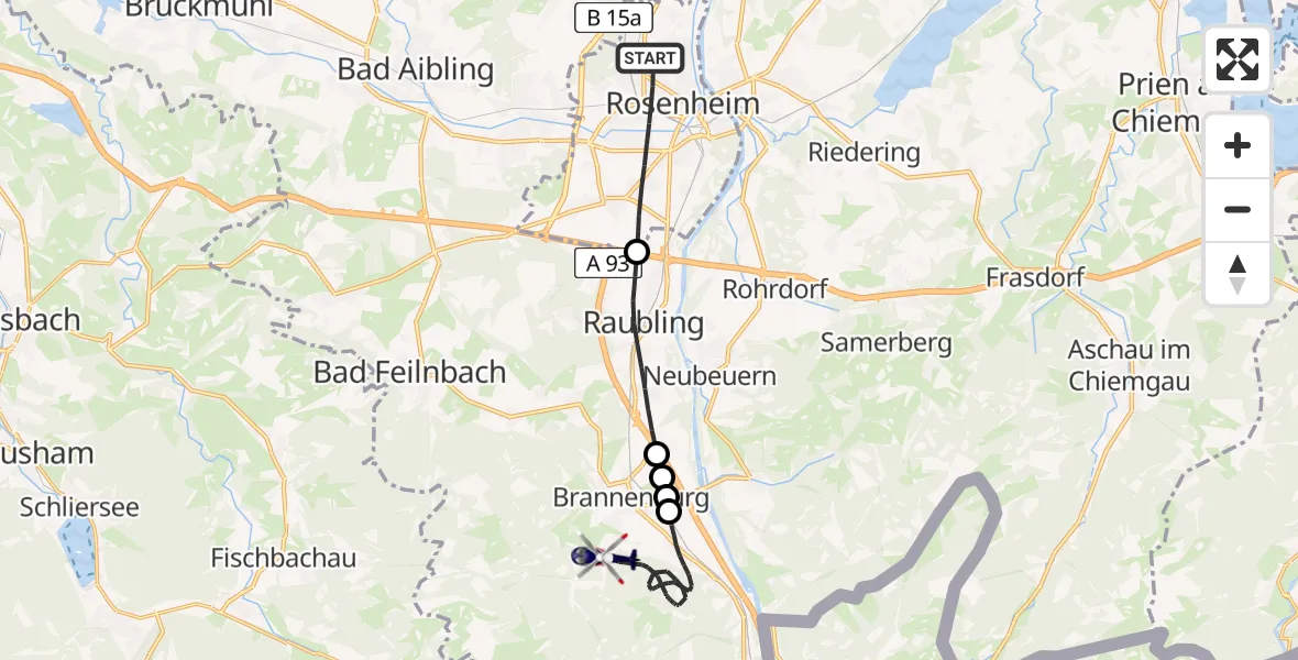 Flugroute Polizeihubschrauber Rosenheim - Brannenburg, 05 Juni 2026, 10:37