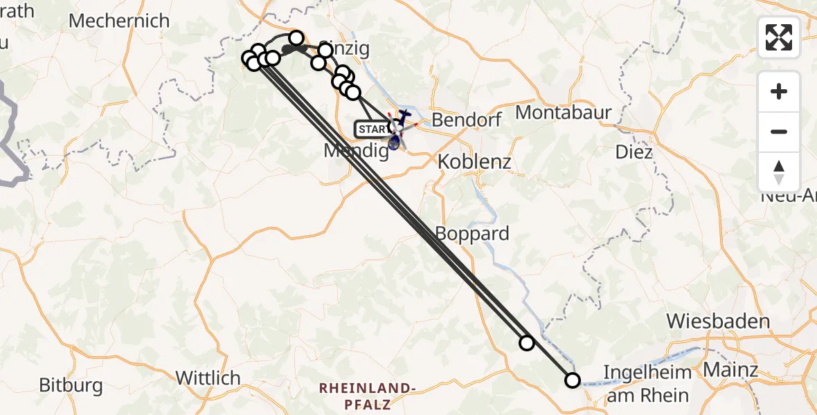 Flugroute Polizeihubschrauber Nickenich - Andernach, 05 Juni 2026, 11:09