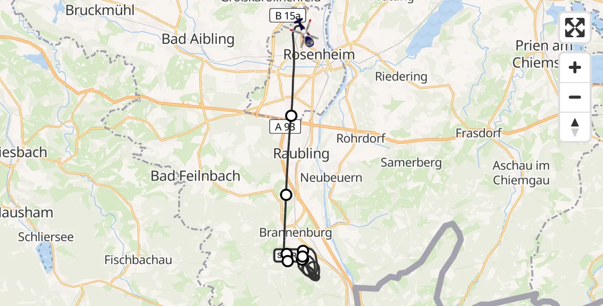 Flugroute Polizeihubschrauber Brannenburg - Rosenheim, 05 Juni 2026, 11:14