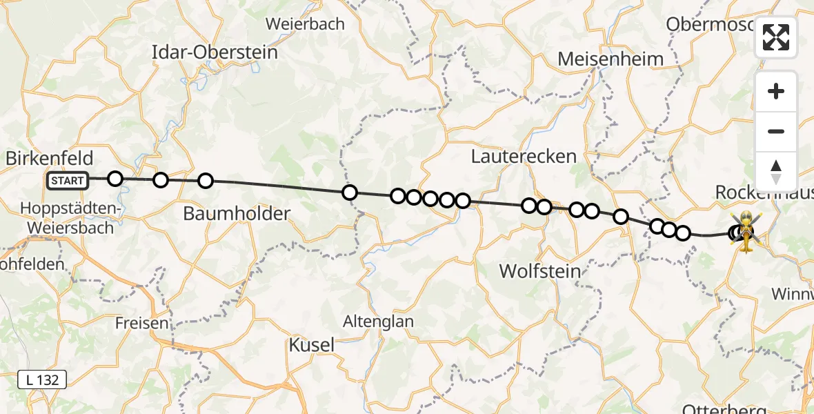Flugroute Rettungshubschrauber Dienstweiler - Imsweiler UL, 05 Juni 2026, 11:44