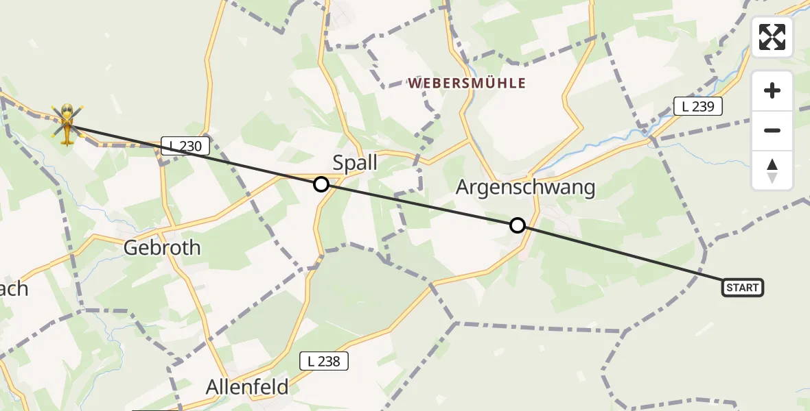 Flugroute Rettungshubschrauber Braunweiler - Spall, 05 Juni 2026, 11:43