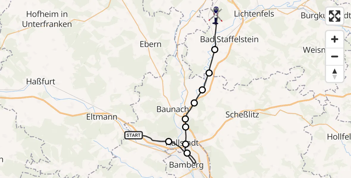 Flugroute Polizeihubschrauber Oberhaid - Bad Staffelstein, 05 Juni 2026, 11:48