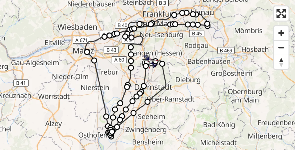 Flugroute Polizeihubschrauber Flughafen Frankfurt-Egelsbach - Flughafen Frankfurt-Egelsbach, 05 Juni 2026, 12:29