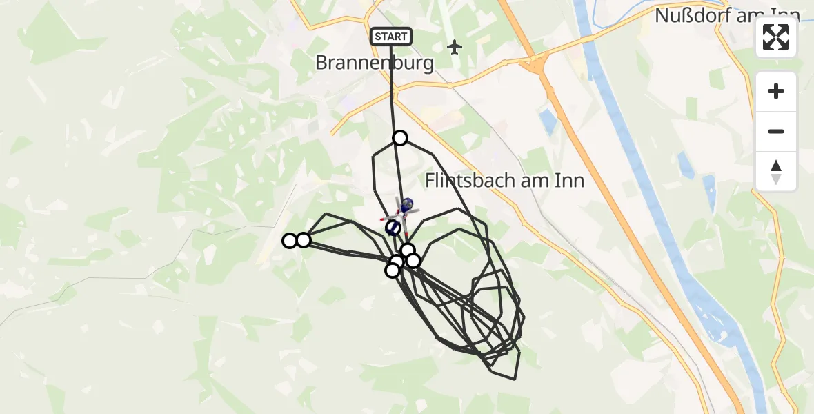Flugroute Polizeihubschrauber Brannenburg - Brannenburg, 05 Juni 2026, 12:49