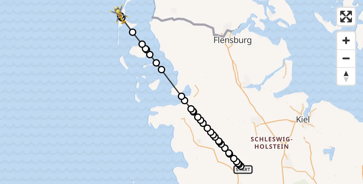 Flugroute Rettungshubschrauber Looft - Sylt, 05 Juni 2026, 12:49