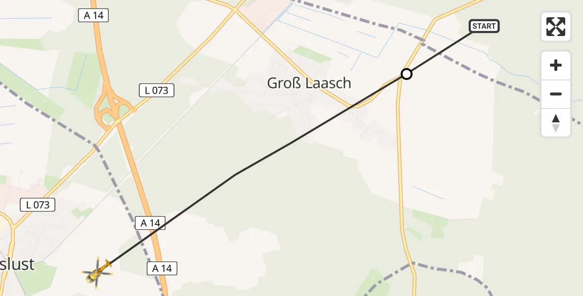 Flugroute Rettungshubschrauber Neustadt-Glewe - Ludwigslust, 05 Juni 2026, 13:02