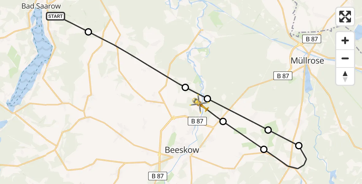 Flugroute Rettungshubschrauber Bad Saarow - Beeskow, 05 Juni 2026, 14:28