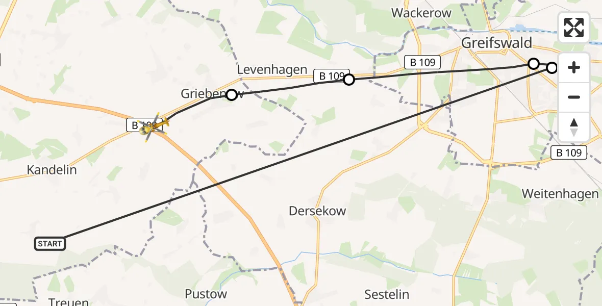 Flugroute Rettungshubschrauber Süderholz - Süderholz, 05 Juni 2026, 14:46