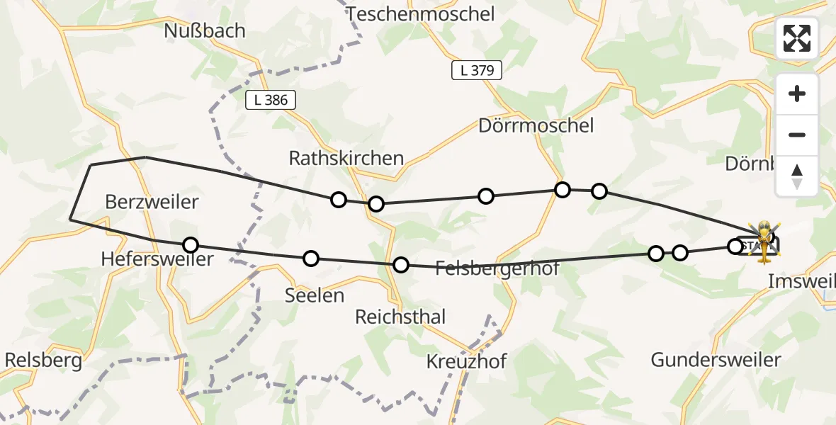 Flugroute Rettungshubschrauber Imsweiler UL - Imsweiler UL, 05 Juni 2026, 15:23