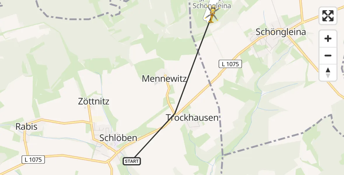 Flugroute Rettungshubschrauber Schlöben - Jena-Schöngleina Flugplatz, 05 Juni 2026, 15:37
