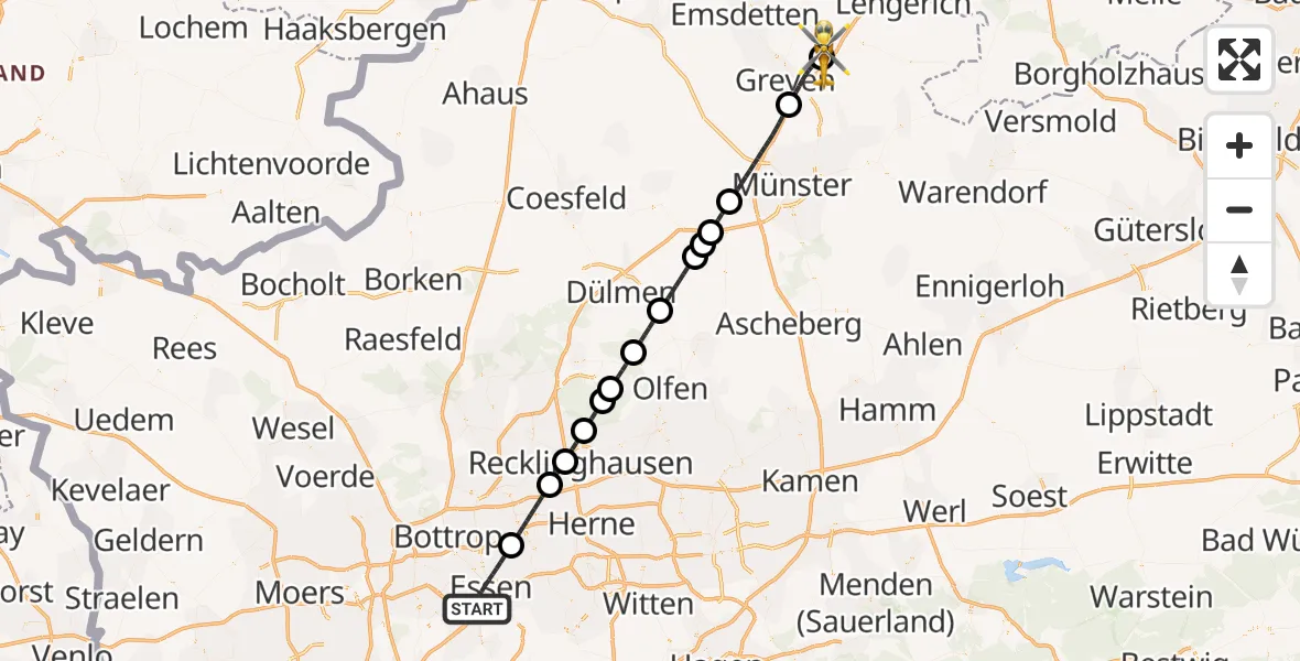 Flugroute Ambulanzhubschrauber Essen - Christoph  Westfalen-ADAC, 05 Juni 2026, 15:54
