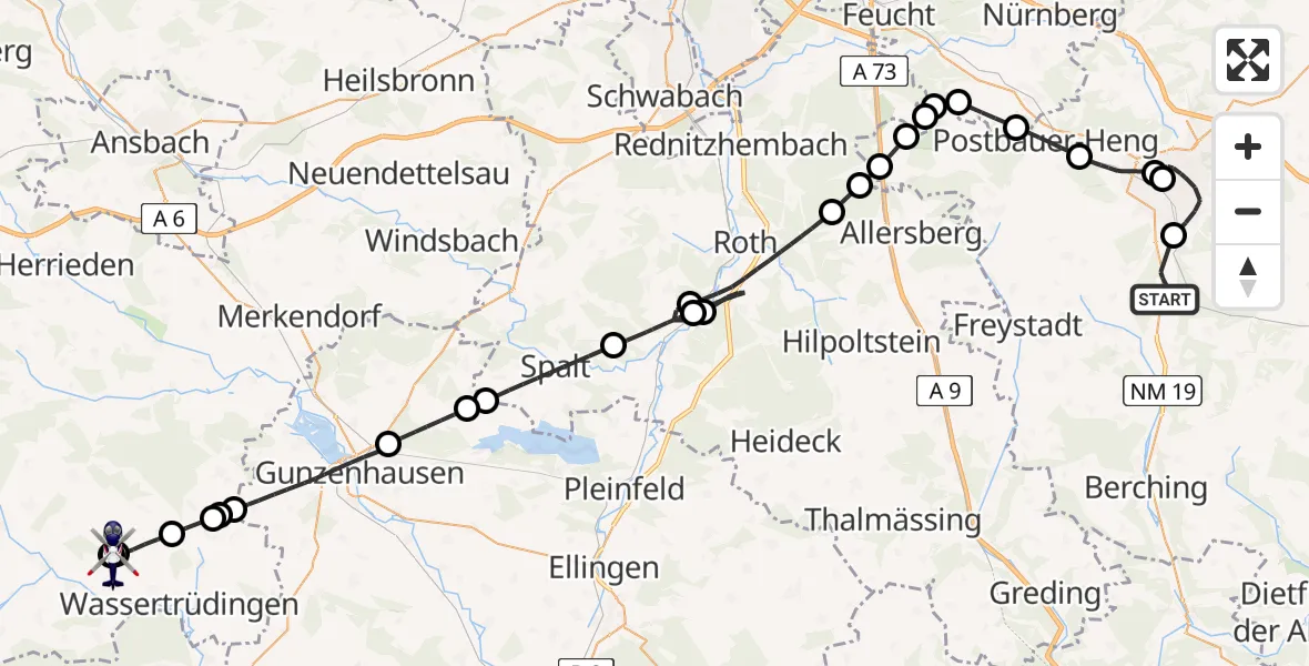 Flugroute Polizeihubschrauber Sengenthal - Röckingen, 05 Juni 2026, 16:23