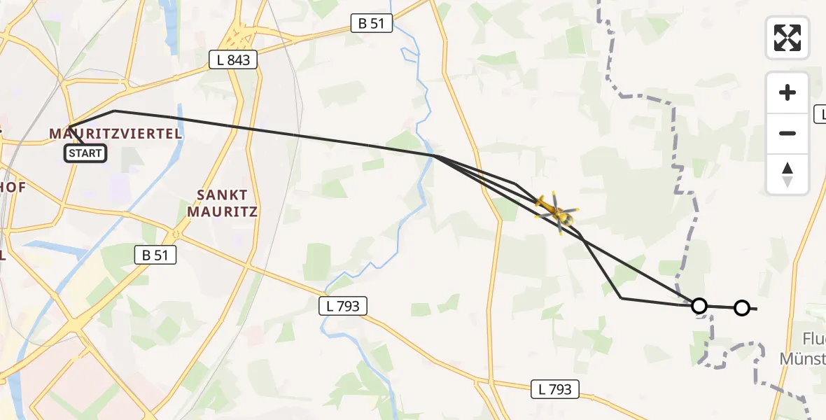 Flugroute Rettungshubschrauber Münster - Münster, 05 Juni 2026, 17:46