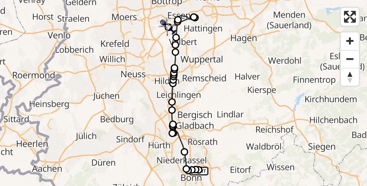 Flugroute Polizeihubschrauber Sankt Augustin - Essen-Mülheim Flughafen, 05 Juni 2026, 17:53