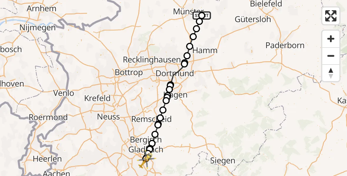 Flugroute Rettungshubschrauber Telgte - Köln Bonn Flughafen, 05 Juni 2026, 18:05