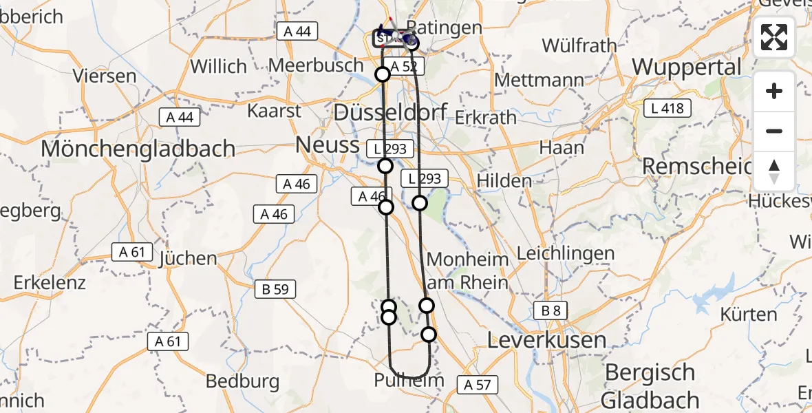 Flugroute Polizeihubschrauber Düsseldorf Flughafen - Düsseldorf Flughafen, 05 Juni 2026, 18:23
