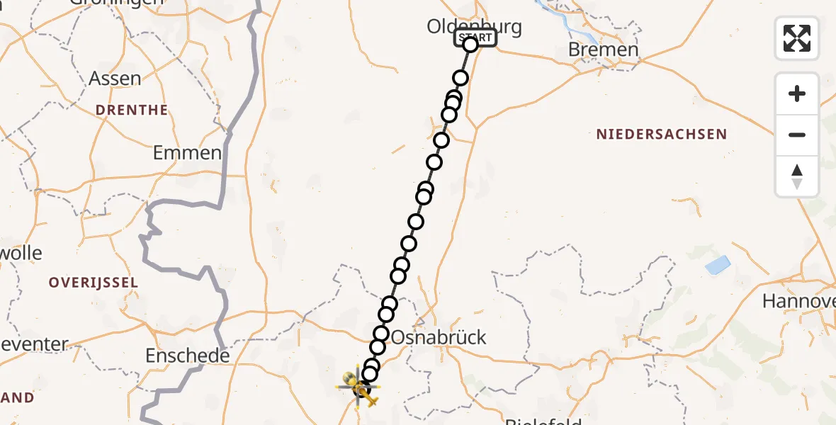 Flugroute Ambulanzhubschrauber Oldenburg (Oldb) - Christoph  Westfalen-ADAC, 06 Juni 2026, 00:09