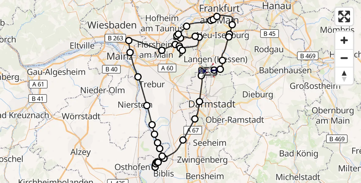 Flugroute Polizeihubschrauber Flughafen Frankfurt-Egelsbach - Flughafen Frankfurt-Egelsbach, 06 Juni 2026, 07:11