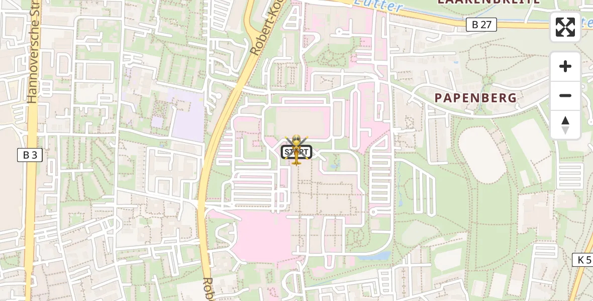 Flugroute Rettungshubschrauber Göttingen University Clinic Hubschrauberlandeplatz - Göttingen University Clinic Hubschrauberlandeplatz, 06 Juni 2026, 08:21