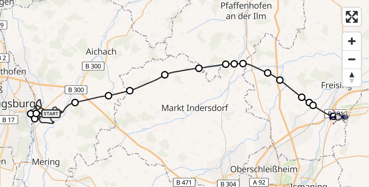 Flugroute Polizeihubschrauber Friedberg - München Flughafen, 06 Juni 2026, 08:47