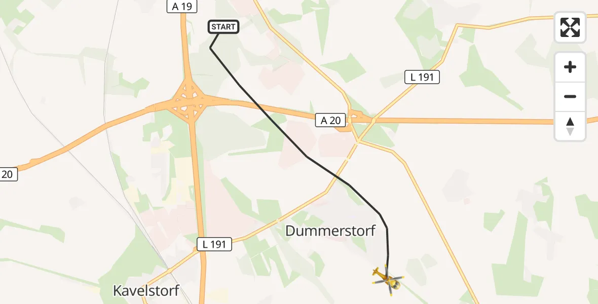 Flugroute Ambulanzhubschrauber Dummerstorf - Dummerstorf, 06 Juni 2026, 09:09