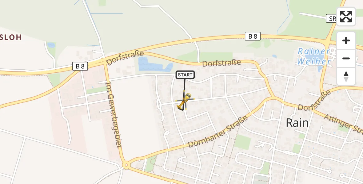 Flugroute Rettungshubschrauber Rain - Rain, 06 Juni 2026, 09:13