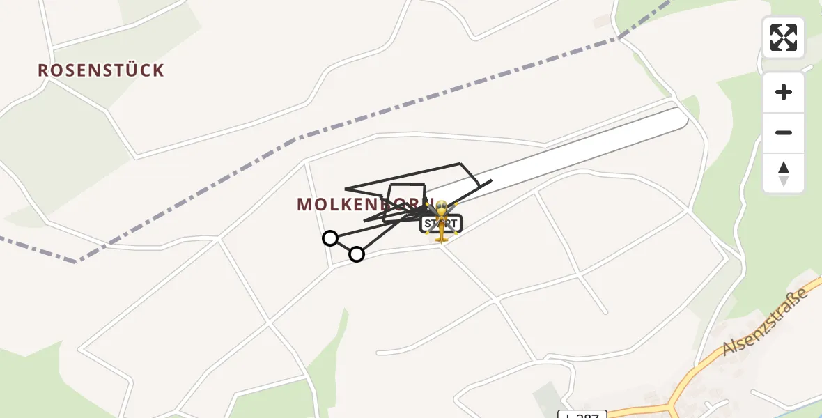 Flugroute Rettungshubschrauber Imsweiler UL - Imsweiler UL, 06 Juni 2026, 09:26
