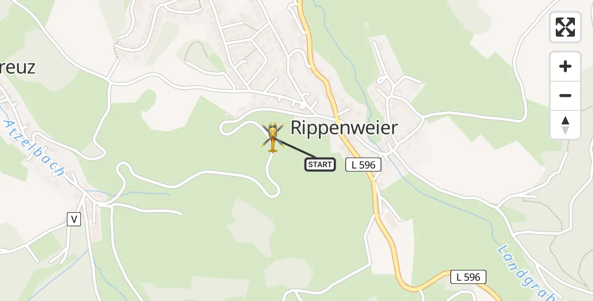 Flugroute Rettungshubschrauber Weinheim - Weinheim, 06 Juni 2026, 09:47