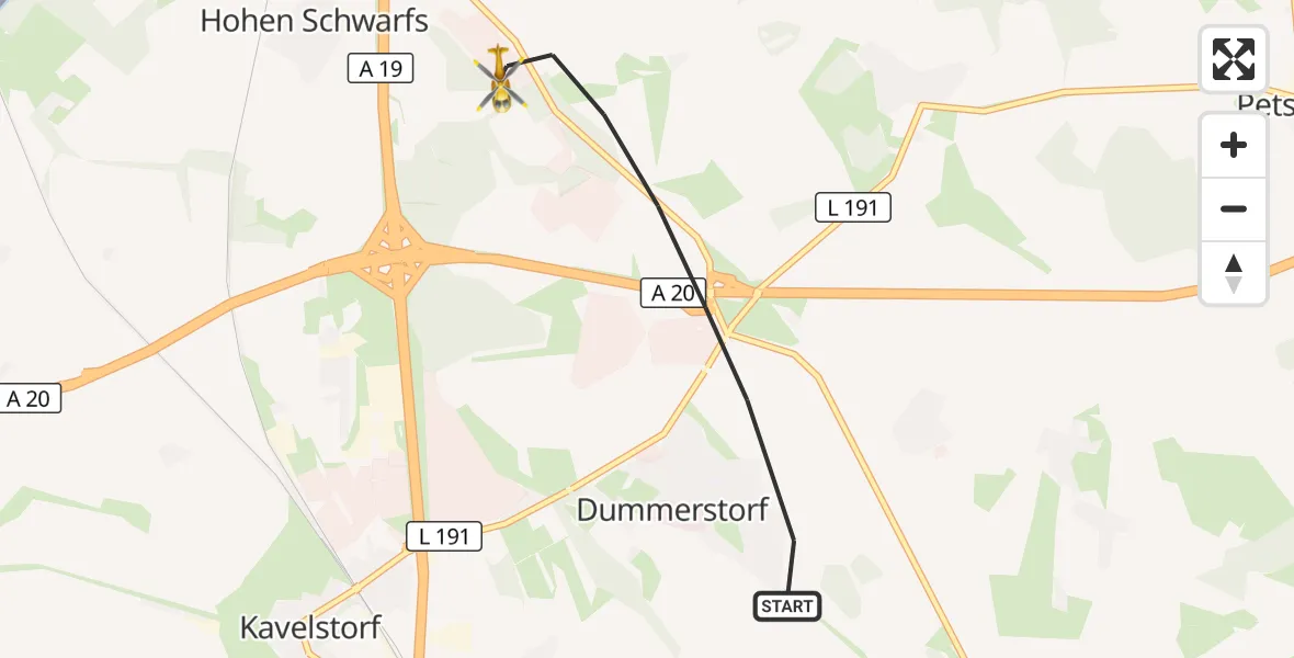 Flugroute Ambulanzhubschrauber Dummerstorf - Dummerstorf, 06 Juni 2026, 09:54