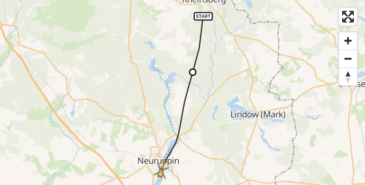 Flugroute Rettungshubschrauber Rheinsberg - Neuruppin, 06 Juni 2026, 11:05