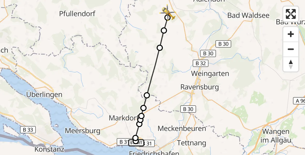 Flugroute Rettungshubschrauber Friedrichshafen Hospital - Boms, 06 Juni 2026, 11:08