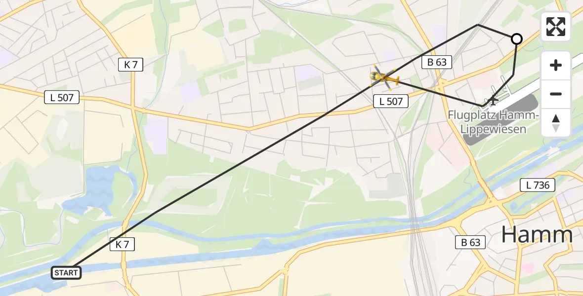 Flugroute Rettungshubschrauber Hamm - Hamm, 06 Juni 2026, 11:10