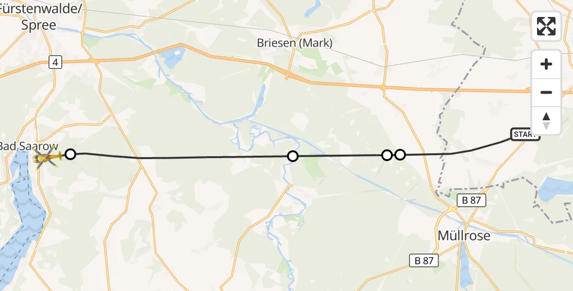 Flugroute Rettungshubschrauber Frankfurt (Oder) - Bad Saarow, 06 Juni 2026, 11:56