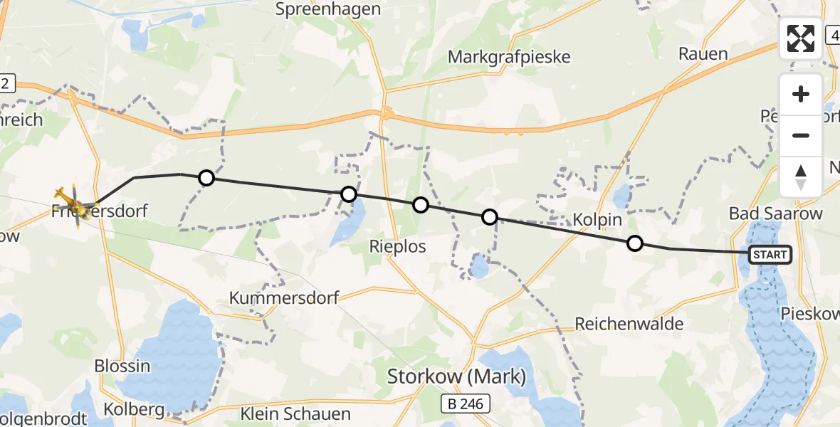 Flugroute Rettungshubschrauber Bad Saarow - Heidesee, 06 Juni 2026, 12:27