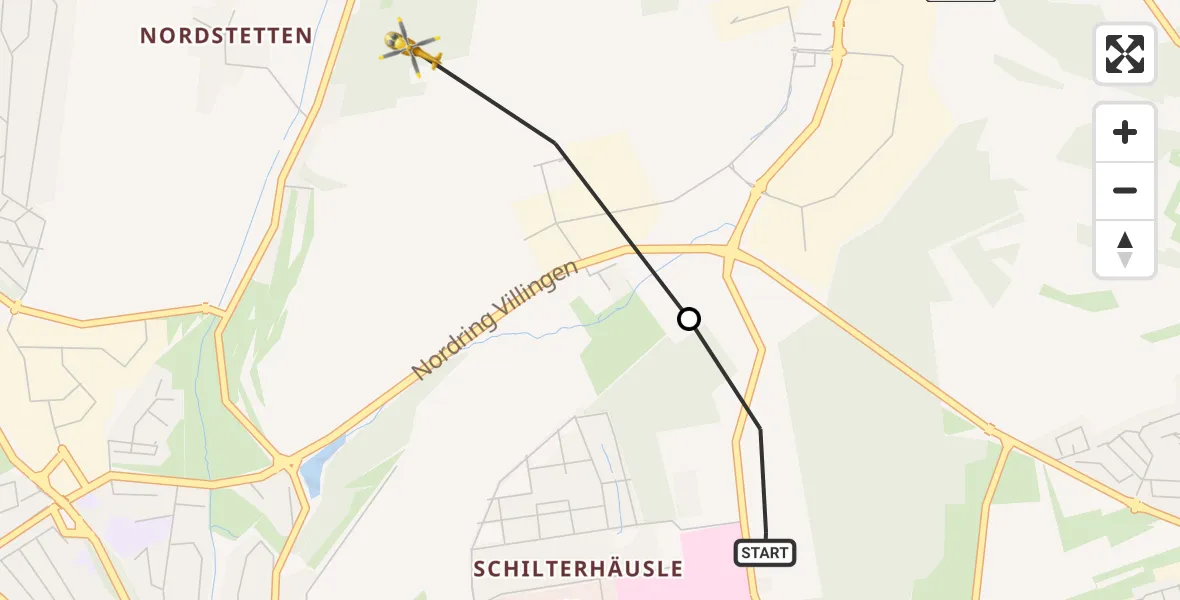 Flugroute Ambulanzhubschrauber DRF Air Rescue Station Villingen-Schwenningen Hubschrauberlandeplatz (Christoph 11) - Villingen-Schwenningen, 06 Juni 2026, 14:17